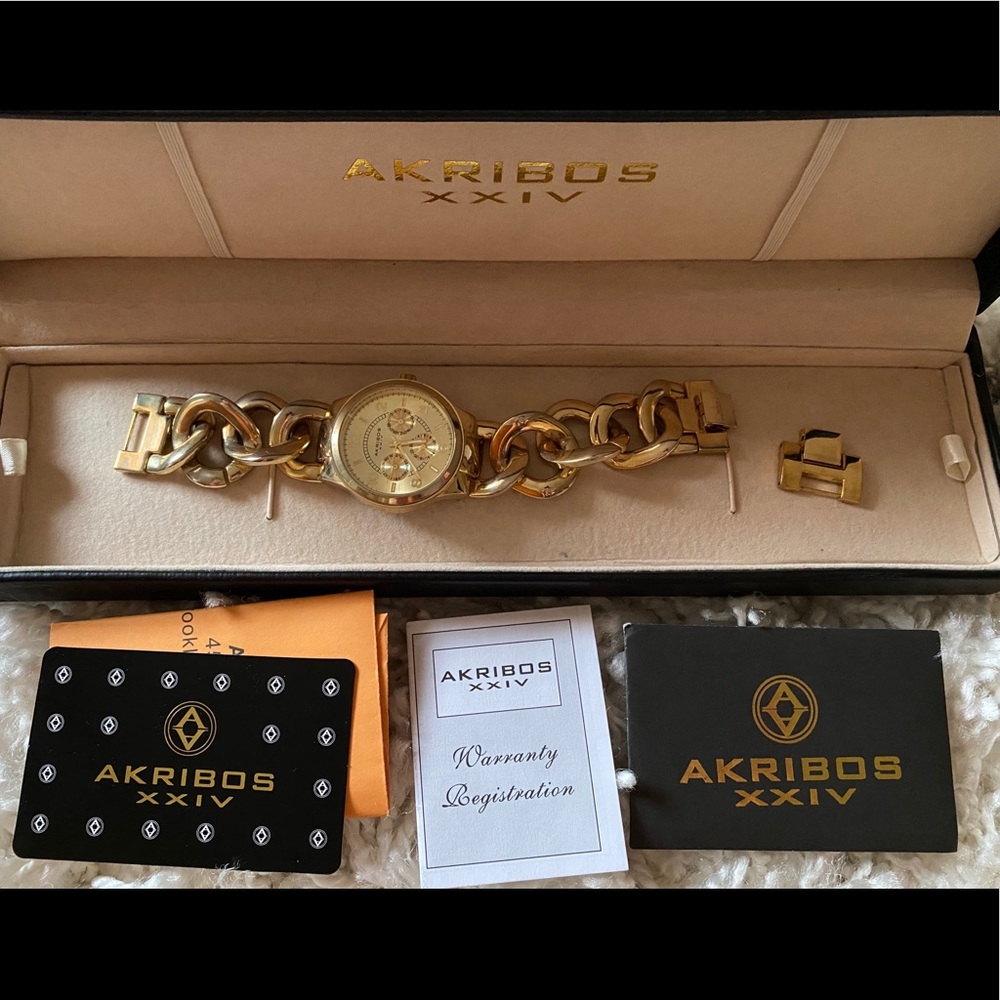 Akribos XXIV Golden Link Watch